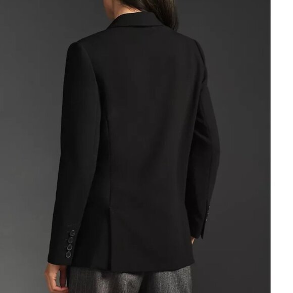 Anthropologie Maeve Double-Breasted Blazer 12 oversized black boxy - Picture 2 of 13
